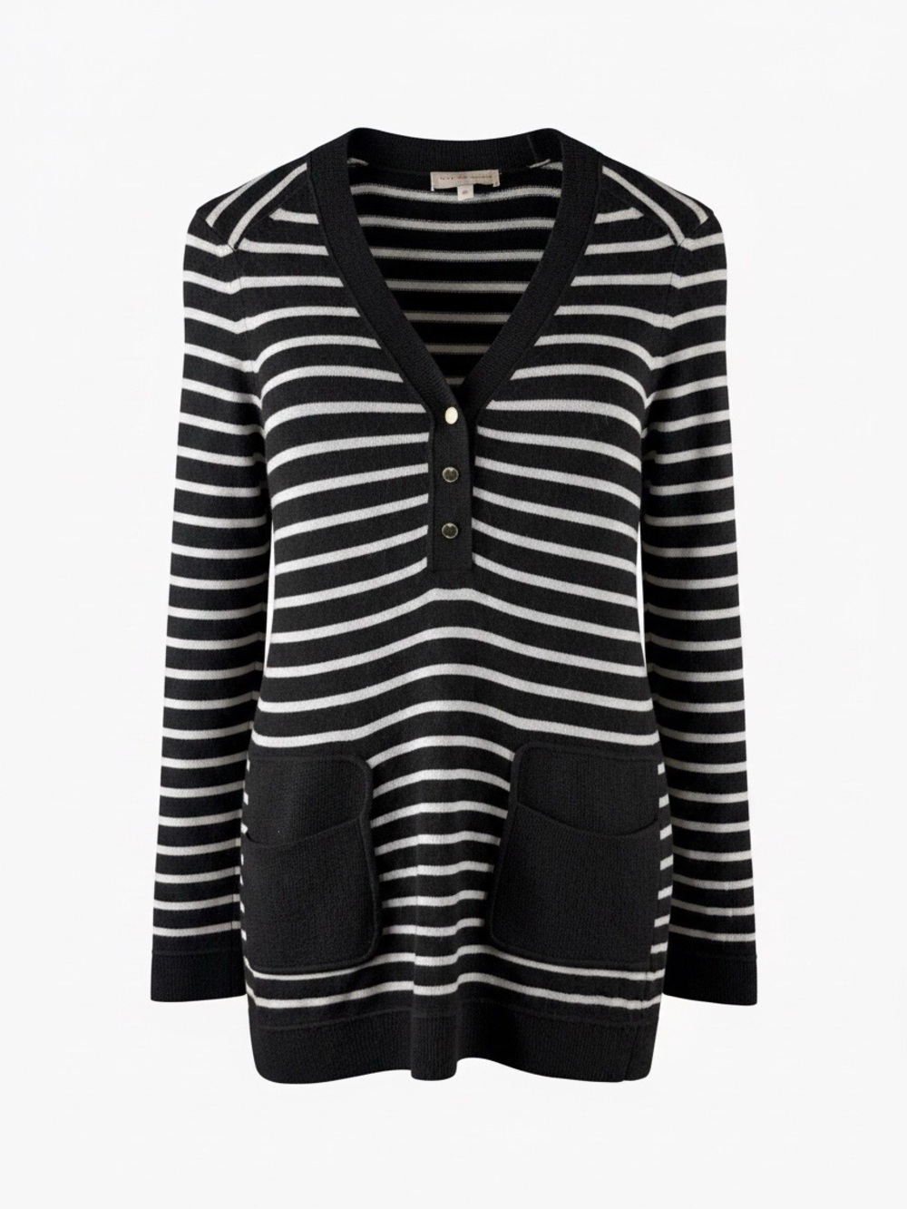 Tory Burch Women's Felicia Tunic Striped Wool Cashmere Blend Sweater XS